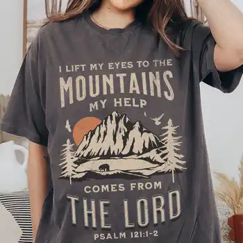 Ticība Balstīta T Krekls Kalniem Āra Apģērbu Kristiešu Trending Moderns Vintage