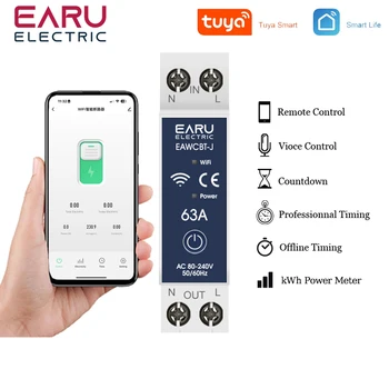 Tuya 1P 1P+N, WiFi Smart Circuit Breaker Spriegums Enerģijas Jaudas kWh Skaitītājs Laika Releju, Slēdzi Balss Tālvadības pults Smart Dzīves App