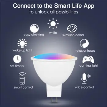 Tuya Smart Homekit WiFi Smart LED MR16 Spuldzes 12V RGBCW Regulējamas Lampas, Siri Balss Vadība 5W Spotlighting Krāsu Maiņa