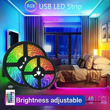 USB LED Strip Gaismas RGB 5050 Elastīgu TV Backlight Lampas 5V Lentes Ar Tālvadības pulti Istabas Smart TV Ziemassvētku Puse, Led Gaismas