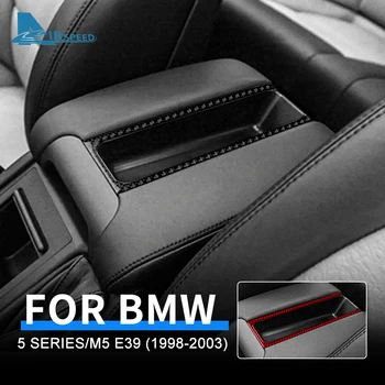 Uzlīmes ir BMW 5 Sērijas M5 E39 1998-2003 Oglekļa Šķiedras Centrālā Aizmugurējie Elkoņbalsti Uzglabāšanas Kaste Rāmja Vāks Melns Aksesuāri