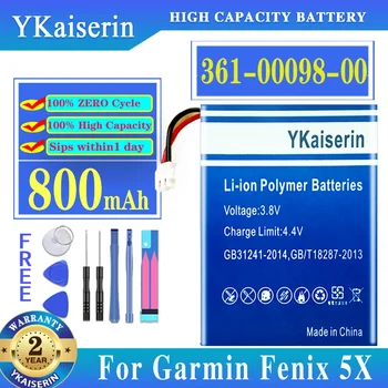 YKaiserin Skatīties Akumulatora 361-00098-00 Par Garmin Fenix 5X Rezerves Akumulators 800mAh + Bezmaksas Rīki