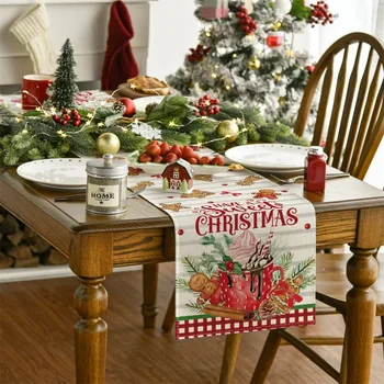 Ziemassvētku cute maz Sniegavīrs galda karogu saldējuma kauss Sniega galda Runner Ģimenes brīvdienu puse virtuves centerpieces