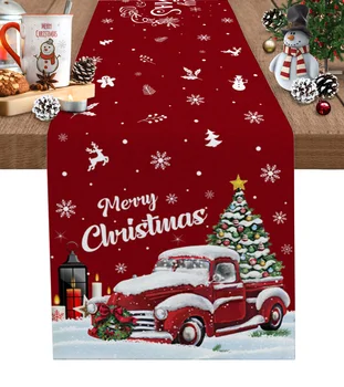 Ziemassvētku Truck Ziemas Sniegpārslu Galda Runner Kāzu Galda Dekorēšana Ēdamistabas Galdauts Ziemassvētku Brīvdienās, Placemats
